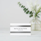 Carte De Visite L'argent rugueux chic de FAUX barre moderne blanc (Debout devant)