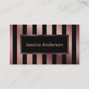 Carte De Visite Larges bandes verticales or rose et noir