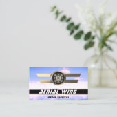 Carte De Visite L'armée de l'air arrondi or métallique et ciel (Debout devant)