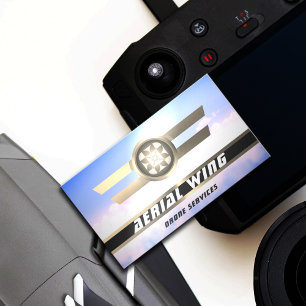 Carte De Visite L'armée de l'air arrondi or métallique et ciel