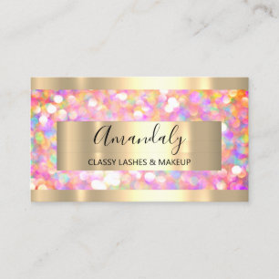 Carte De Visite L'artiste de maquillage Eyelashes Gold Pink Partie