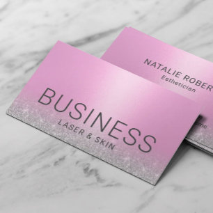 Carte De Visite Laser & Skin Beauté Salon Esthétique Pink Argent