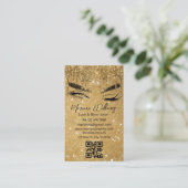 Carte De Visite lash and brow artist qr code golden sparkles (Debout devant)