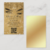 Carte De Visite lash and brow artist qr code golden sparkles (Devant / Derrière)