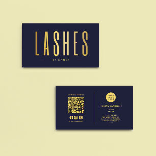 Carte De Visite Lash Artiste QR Code & Logo Marine Et Or
