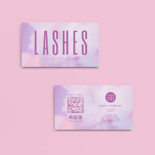 Carte De Visite Lash Artiste QR Code & Logo Purple Holographique