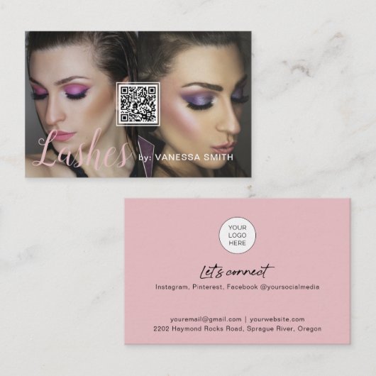 Carte de visite Lash avec code QR et photos (Devant / Derrière)