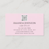 Carte De Visite Lash Brosse logo maquillage bleu oeil Qr Code Rose (Dos)