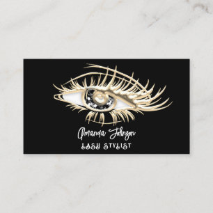 Carte De Visite Lash Brow maquillage Logo Noir Oeil Noir QrCode Or