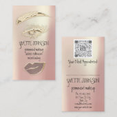 Carte De Visite Lash Brow Maquillage permanent QRCode Gold Glitt L (Devant / Derrière)