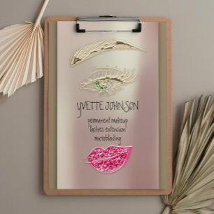 Carte De Visite Lash Brow Maquillage permanent QRCode Gold Kiss Ro
