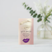 Carte De Visite Lash Brow Maquillage permanent QRCode Gold Purple (Debout devant)