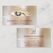 Carte De Visite Lash Brows maquillage Logo Black Eye QrCode Rose O (Devant / Derrière)