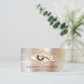 Carte De Visite Lash Brows maquillage Logo Black Eye QrCode Rose O (Debout devant)