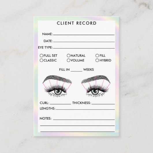 Carte De Visite Lash Client Record Ajouter Logo Holographe Voiture (Devant)