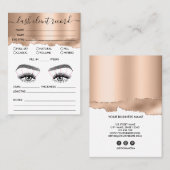 Carte De Visite Lash Client Record Ajouter Logo Rose Gold Tear (Devant / Derrière)
