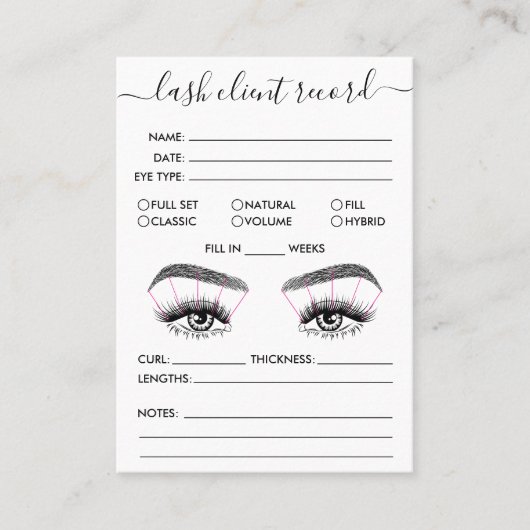 Carte De Visite Lash Client Record Ajouter Logo Simple Modern Mini (Devant)