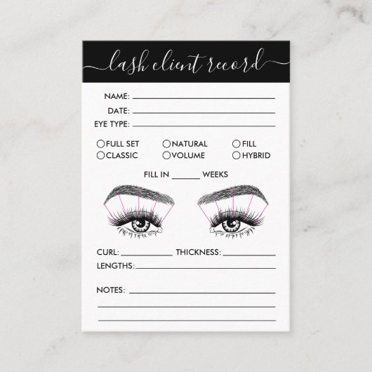 Carte De Visite Lash Client Record Ajouter Logo Simple Modern Mini (Devant)