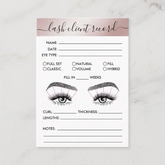 Carte De Visite Lash Client Record Ajouter Logo Simple Modern Mini (Devant)