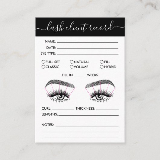 Carte De Visite Lash Client Record Ajouter Logo Simple Modern Mini (Devant)