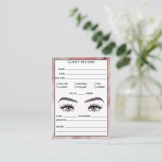 Carte De Visite Lash Client Record Ajouter un logo (Debout devant)