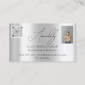 Carte De Visite Lash de maquillage Lash QR LOGO Microblade Silver  (Dos)