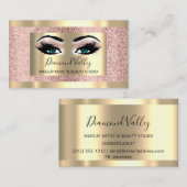 Carte De Visite Lash de maquillage professionnel Gold encadré Blue (Devant / Derrière)