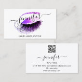 Carte De Visite Lash de maquillage professionnel QR Code Logo rose (Devant / Derrière)