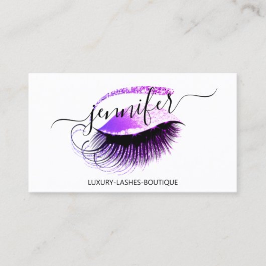 Carte De Visite Lash de maquillage professionnel QR Code Logo rose (Devant)