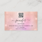 Carte De Visite Lash de maquillage professionnel QR Code rose Logo (Dos)