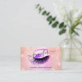 Carte De Visite Lash de maquillage professionnel QR Code rose Logo (Debout devant)