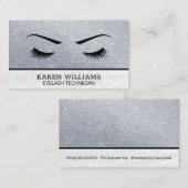 Carte De Visite Lash des yeux | Scintille | Cuir de crocodile blan (Devant / Derrière)