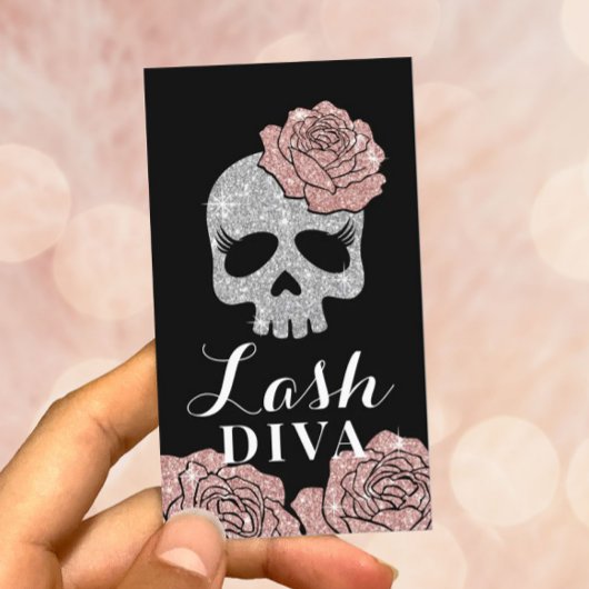 Carte De Visite Lash Diva Parties scintillant Beauté Crâne Eyelash