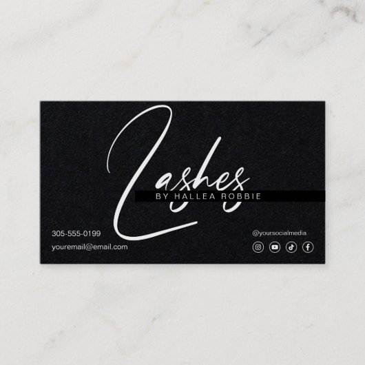 Carte De Visite Lash Extensions Aftercare Premium Black Paper (Devant)