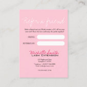 Carte De Visite Lash extensions Pink Afcare Référer un ami (Dos)
