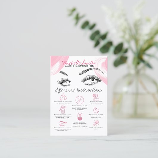 Carte De Visite Lash extensions Pink Afcare Référer un ami (Debout devant)
