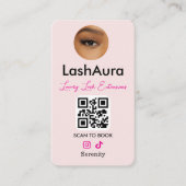 Carte De Visite Lash Extensions Pink QR Code Photo (Devant)