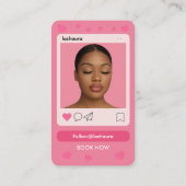 Carte De Visite Lash Extensions Pink QR Code Photo (Dos)