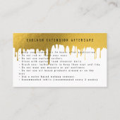 Carte De Visite Lash Instructions de soins postérieurs Gold Driver (Dos)