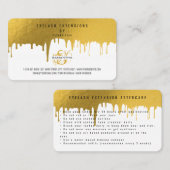 Carte De Visite Lash Instructions de soins postérieurs Gold Driver (Devant / Derrière)