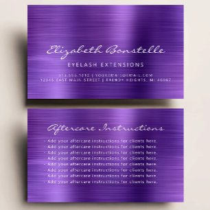 Carte De Visite Lash Instructions de soins postérieurs Purple Meta