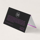 Carte De Visite Lash Instructions et rappel de rendez-vous (Dos)