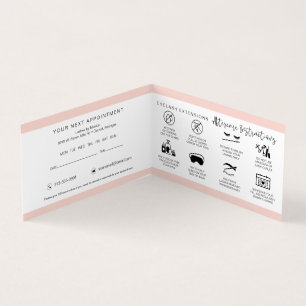 Carte De Visite Lash Instructions et rappel de rendez-vous
