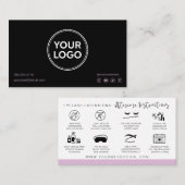 Carte De Visite Lash Instructions pour les soins postérieurs Ajout (Devant / Derrière)