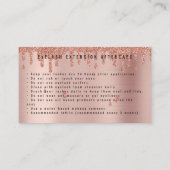 Carte De Visite Lash Instructions pour les soins postérieurs Rose  (Dos)