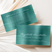 Carte De Visite Lash Instructions pour les soins postérieurs Turqu