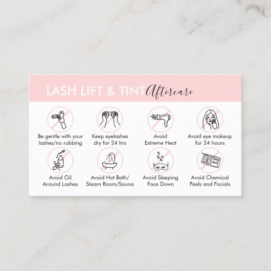 Carte De Visite Lash Lift and Tint Afcare Post Instruction (Dos)
