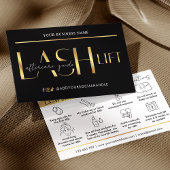 Carte De Visite Lash Lift & Tint Afcare Guide Glam Black & Gold