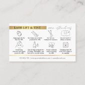 Carte De Visite Lash Lift & Tint Afcare Guide Glam White & Gold (Dos)