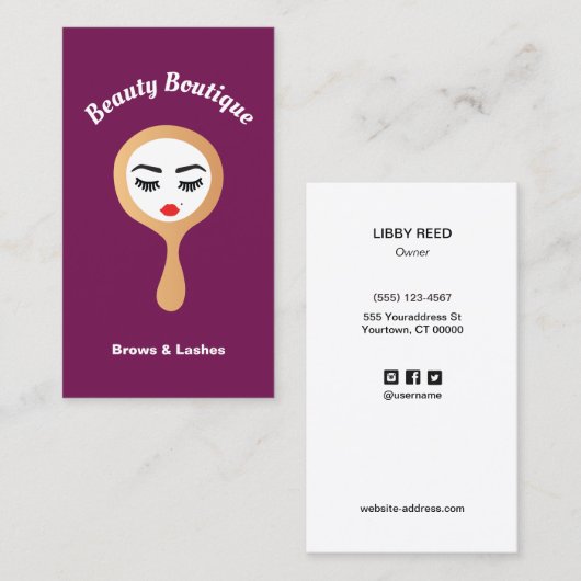 Carte De Visite Lash moderne Eyelash Extensions Brows Beauté Salon (Devant / Derrière)